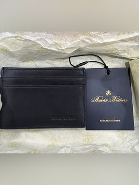 Brooks Brothers Black Leather Slim Card Sleeve